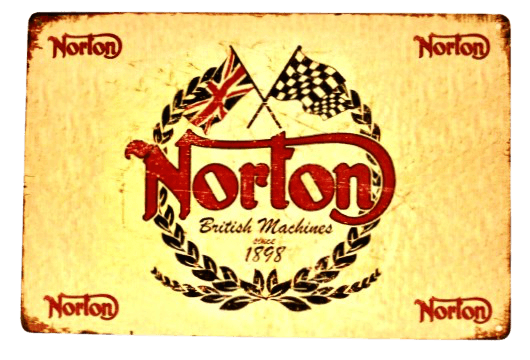 NORTON BRITISH MOTORCYCLES Vintage Style Advertisement UK FlagTin Metal Sign