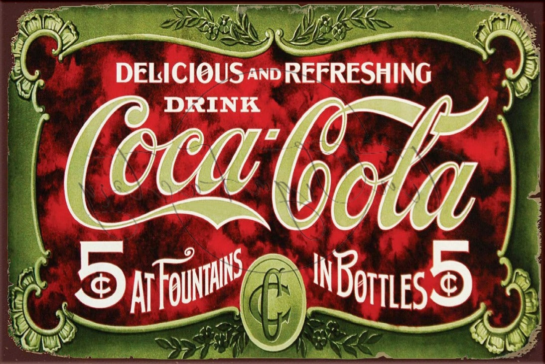 REFRESHING AT CENTS Rustic Look Vintage Shed-Garage and Bar Man Cave Tin Metal Sign