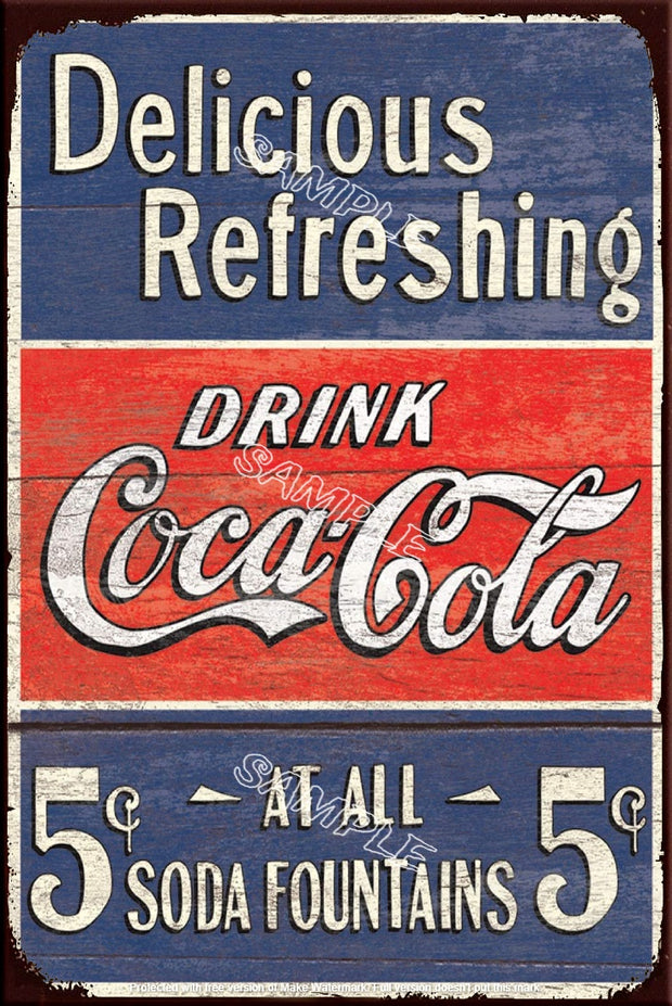 REFRESHING FOUNTAINS Retro/ Vintage Tin Metal Sign Man Cave, Wall Home Décor, Shed-Garage, and Bar