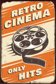 RETRO CINEMA ONLY HITS Rustic Look Vintage Shed-Garage and Bar Man Cave Tin Metal Sign