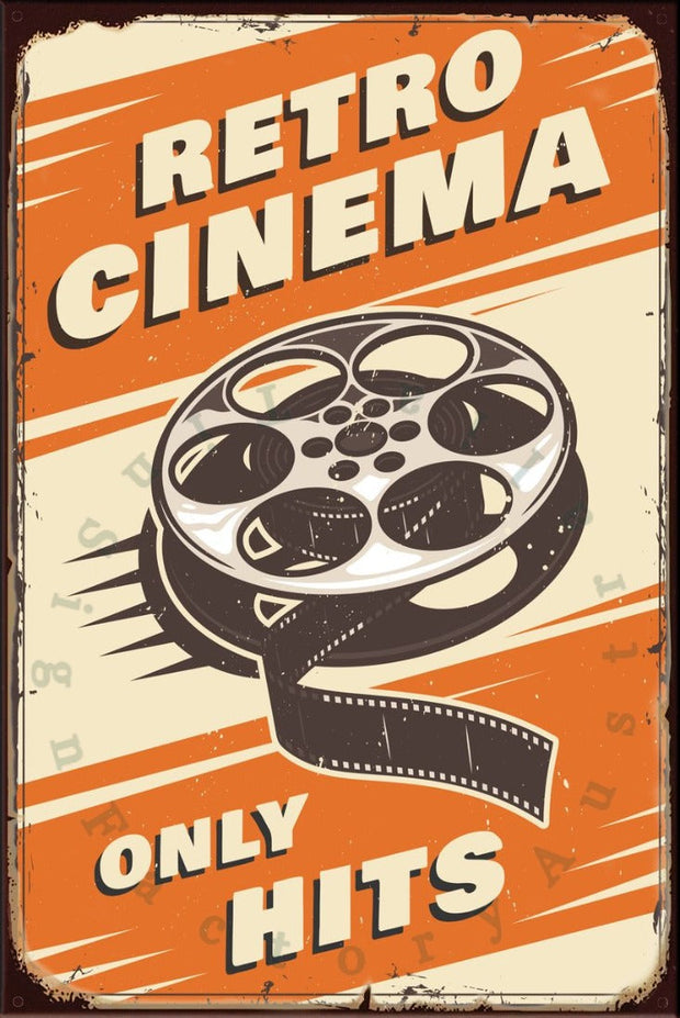 RETRO CINEMA ONLY HITS Rustic Look Vintage Shed-Garage and Bar Man Cave Tin Metal Sign
