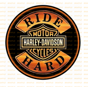 RIDE HARD Retro/ Vintage Round Metal Sign Man Cave, Wall Home Décor, Shed-Garage, and Bar