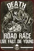 ROAD RACE Rustic Look Vintage Shed-Garage and Bar Man Cave Tin Metal Sign