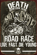 ROAD RACE Rustic Look Vintage Shed-Garage and Bar Man Cave Tin Metal Sign