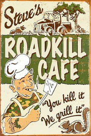 roadkill cafe humor funny new tin metal sign MAN CAVE