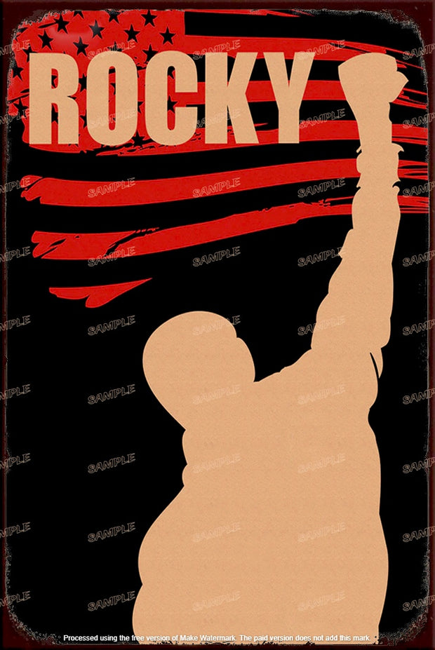 ROCKY Retro/ Vintage Tin Metal Sign Man Cave, Wall Home Puzzled Décor, Shed-Garage, and Bar