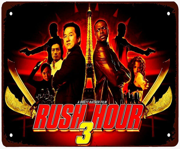 RUSH HOUR 3 POSTER Retro/ Vintage Tin Metal Sign Man Cave, Wall Home Decor, Shed-Garage, and Bar
