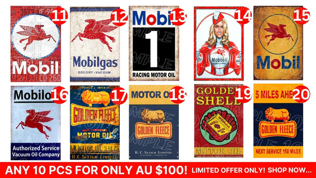 OIL SIGNS-BULK BUY Retro/Vintage Look Metal Sign Home Wall Man Cave Garage