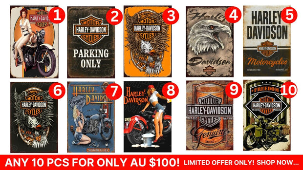 MOTORCYCLE SIGN-BULK BUY Retro/Vintage Look Metal Sign Home Wall Man Cave Garage