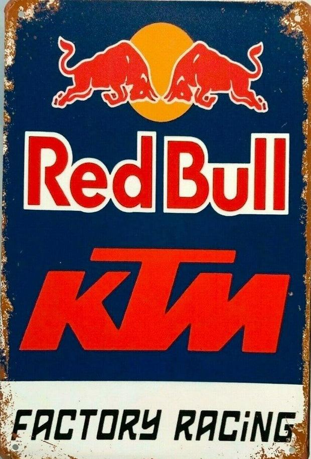 Rustic Red Bull KTM new tin metal sign MAN CAVE