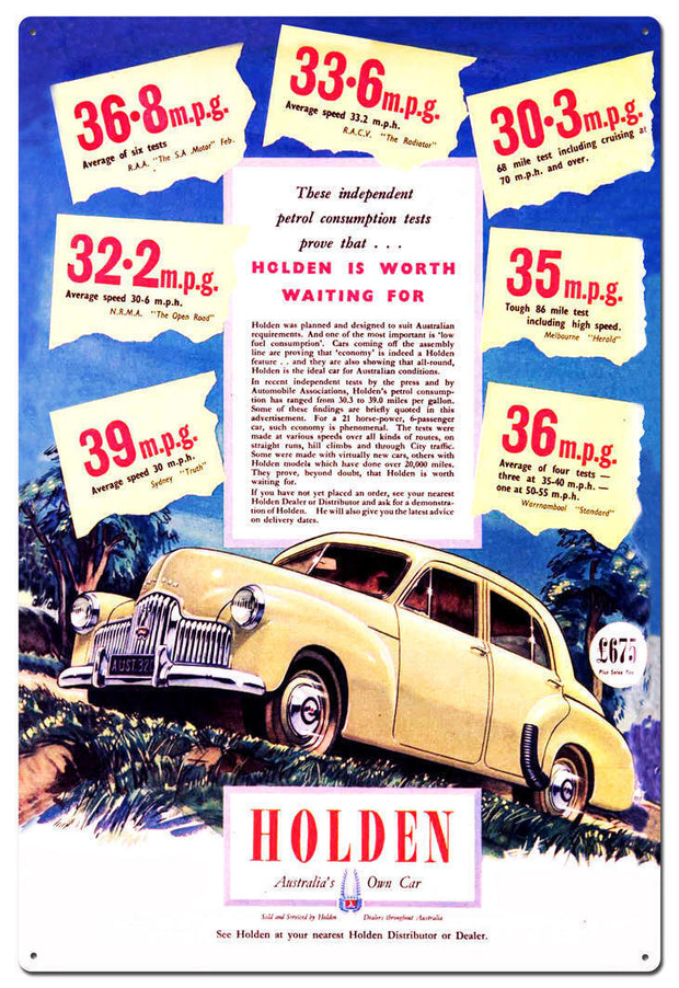 Holden MPG - Retro Tin Sign - Holden Memorabilia