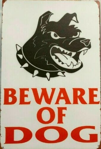 Beware of dog tin metal sign MAN CAVE