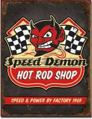 SPEED DEMON HOT ROD SHOP Tin Metal Sign