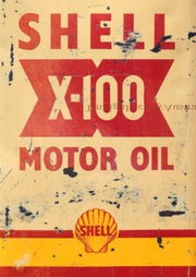 SHELL X-100 MOTOR OIL Man Cave Metal Sign
