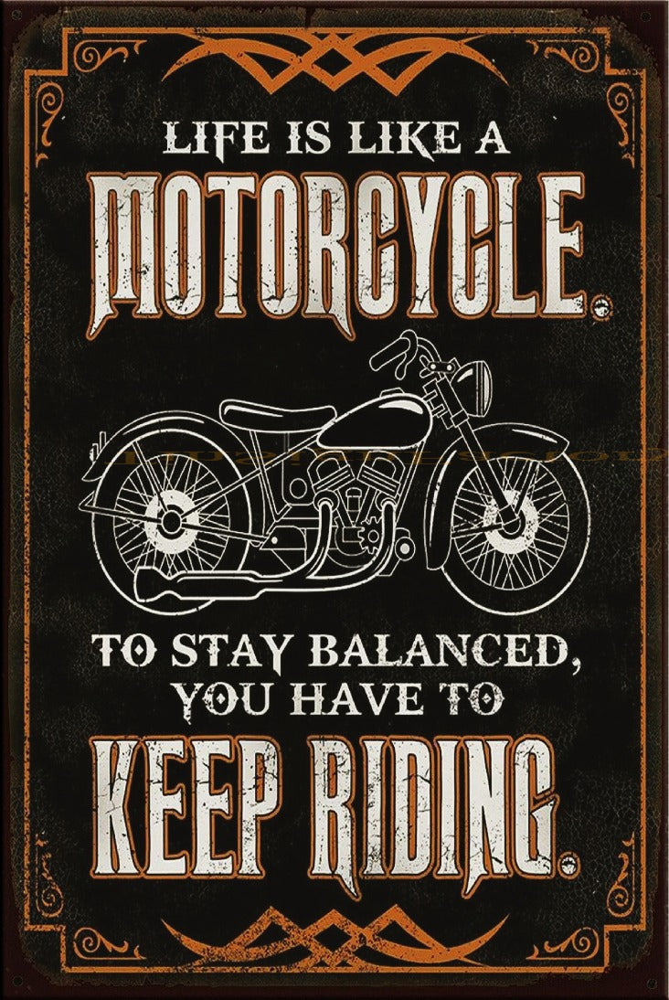 STAY BALANCED-KEEP RIDING Vintage Retro Rustic Garage Wall Man Cave Metal Sign