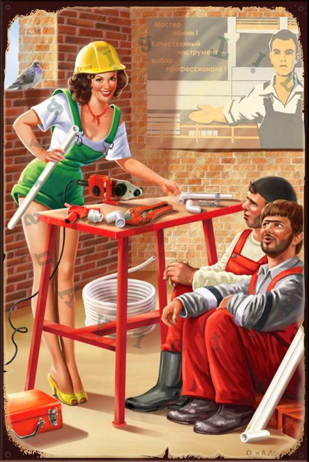 SEXY CARPENTER Rustic Look Vintage Shed-Garage and Bar Man Cave Tin Metal Sign