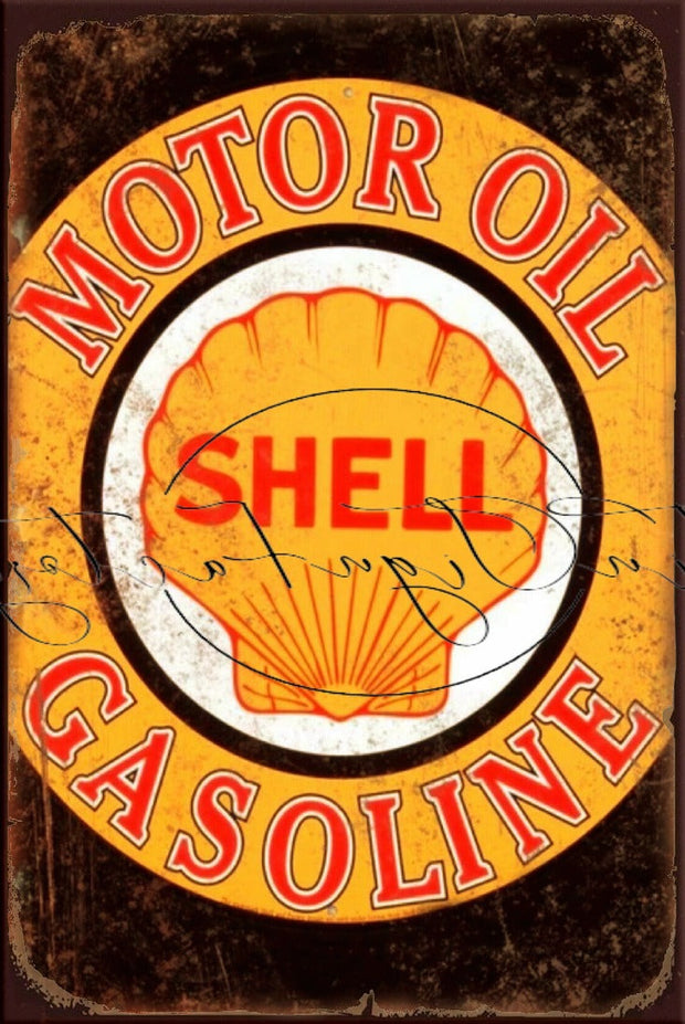 SHELL GASOLINE Retro/ Vintage Tin Metal Sign, Wall Art Home Décor, Shed-Garage, and Bar