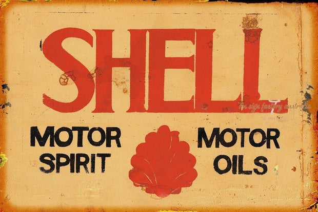 SHELL MOTOR OIL Rustic Look Vintage Tin Metal Sign Man Cave, Shed-Garage and Bar