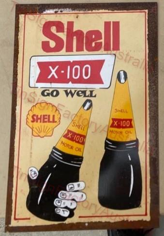 SHELL X-100 20x30 CM Sign | Screen Printed By AUSTRALIAN COMPANY - Tin Sign Factory Australia