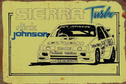 DICK JOHNSON SIERRA TURBO Rustic Look Vintage Tin Metal Sign Man Cave, Shed-Garage and Bar