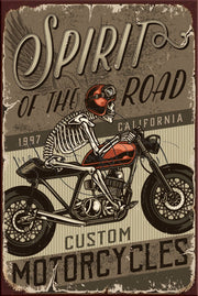SPIRIT OF THE ROAD Retro/ Vintage Tin Metal Sign Man Cave, Wall Home Décor, Shed-Garage, and Bar