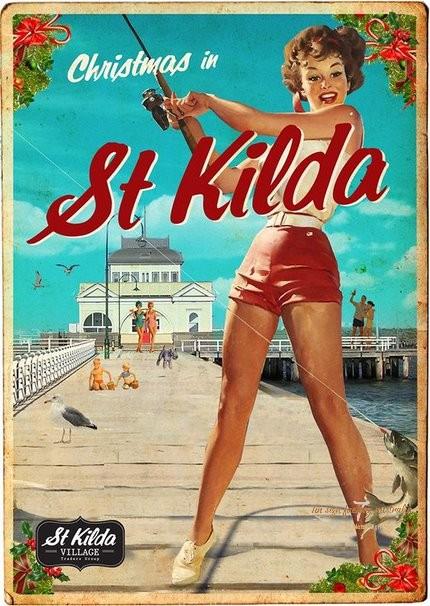 CHRISTMAS IN ST. KILDA Rustic Look Vintage Tin Metal Sign Man Cave, Shed-Garage and Bar - Tin Sign Factory Australia