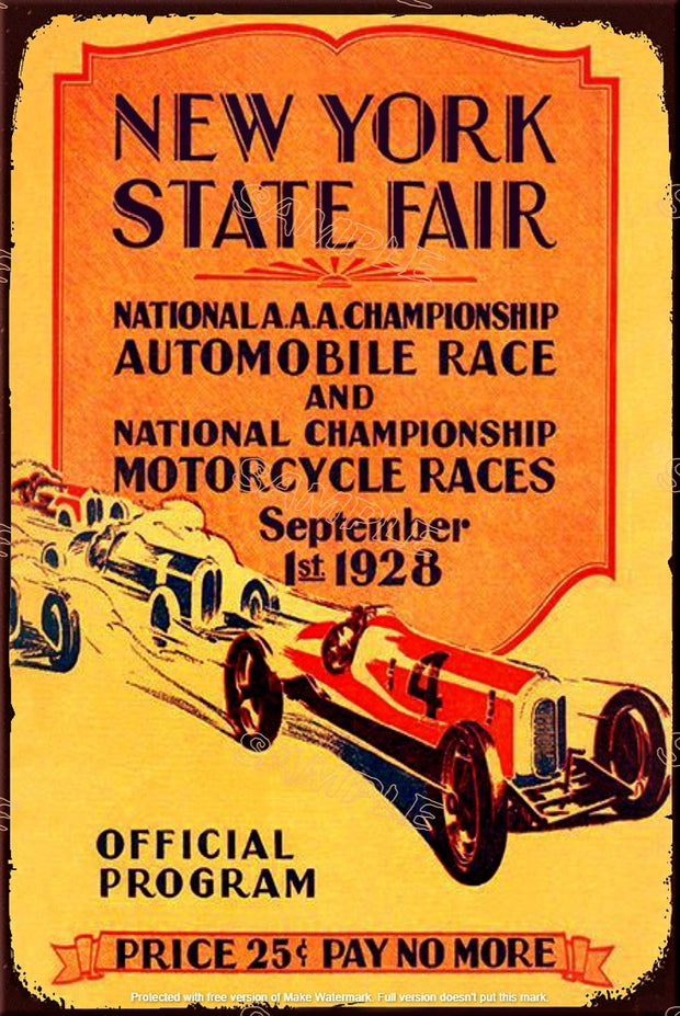 STATE RACE Retro/ Vintage Tin Metal Sign Man Cave, Wall Home Décor, Shed-Garage, and Bar