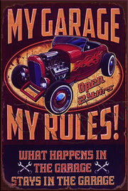 STAY IN THE GARAGE Retro/ Vintage Tin Metal Sign Man Cave, Wall Home Décor, Shed-Garage, and Bar