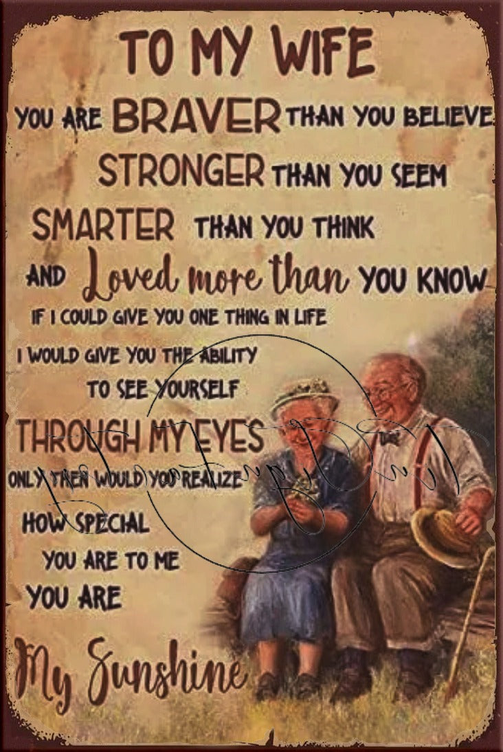 STRONGER WIFE Retro/ Vintage Tin Metal Sign Man Cave, Wall Home Décor, Shed-Garage, and Bar
