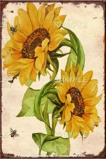 SUNFLOWER BEE Retro/ Vintage Tin Metal Sign Man Cave, Wall Home Décor, Shed-Garage, and Bar