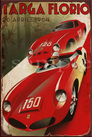 TARGA FLORIO Retro/ Vintage Wall Art Home Décor, Shed-Garage and Bar Tin Metal Sign