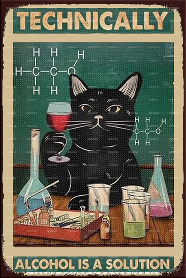 TECHNICALLY ALCOHOL Retro/ Vintage Tin Metal Sign Man Cave, Wall Home Décor, Shed-Garage, and Bar