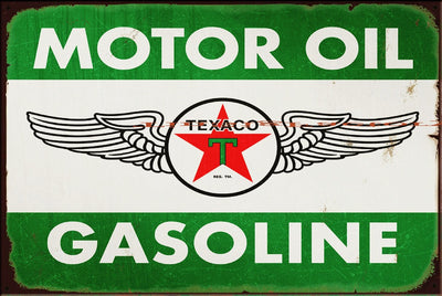 TEXACO MOTOR OIL Vintage Retro Rustic Garage Man Cave Plaques Metal Sign