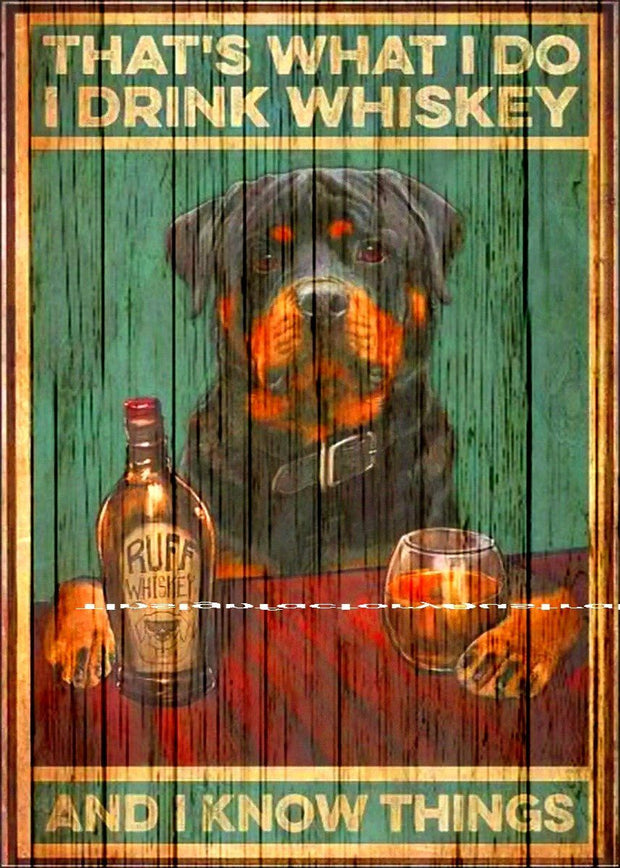 I DRINK WHISKEY & I KNOW THINGS Tin Metal Sign Man Cave, Shed-Garage & Bar Sign