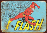 THE FLASH COLLECTIBLE SUPERHERO Rustic Look Vintage Tin Metal Sign Man