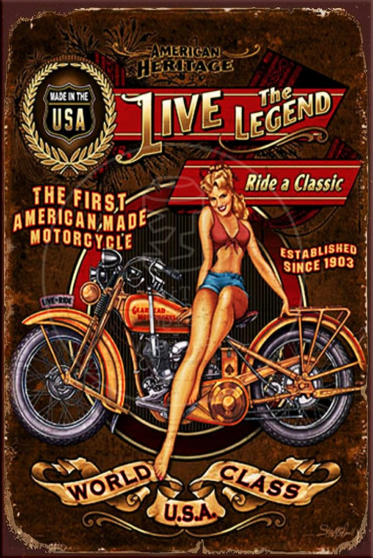 THE LEGEND Rustic Look Vintage Shed-Garage and Bar Man Cave Tin Metal Sign