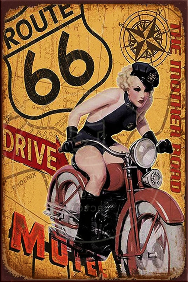 THE MOTHER ROAD Rustic Look Vintage Shed-Garage and Bar Man Cave Tin Metal Sign