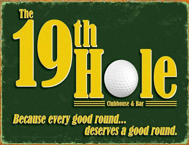 THE 19TH HOLE Retro/Vintage Metal Plaque Sign Style Man Cave Garage