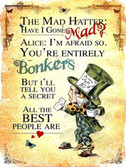 THE MAD HATTER Retro/Vintage Metal Plaque Sign Style Man Cave Garage
