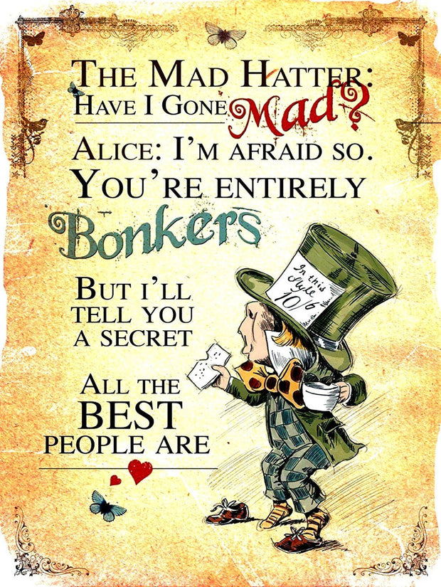 THE MAD HATTER Retro/Vintage Metal Plaque Sign Style Man Cave Garage