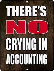 NO CRYING IN ACCOUNTING Retro/ Vintage Tin Metal Sign Man Cave, Wall Home Decor, Shed-Garage, and Bar