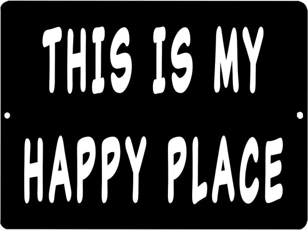 THIS IS MY HAPPY PLACE Retro/Vintage Metal Plaque Sign Style Man Cave Garage Work Office