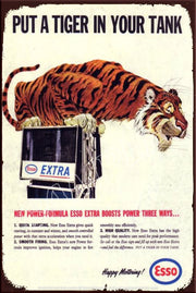 TIGER ON A TANK Retro/ Vintage Tin Metal Sign Man Cave, Wall Home Décor, Shed-Garage, and Bar