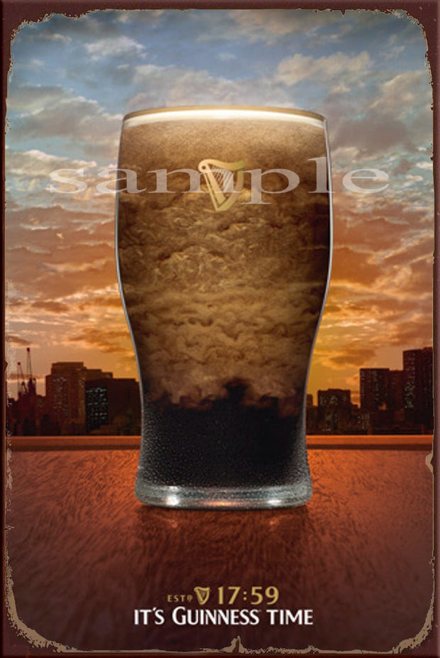 GUINNESS TIME Retro/ Vintage Wall Art Home Décor, Shed-Garage and Bar Tin Metal Sign