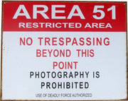 AREA 51 RESTRICTED AREA NO TRESPASSING Tin Metal Sign | Free Postage