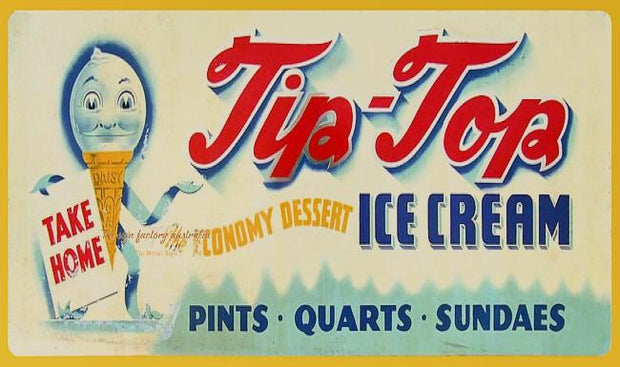 TIP-TOP ICE CREAM Retro Rustic Look Vintage Tin Metal Sign Man Cave, Shed-Garage, and Bar