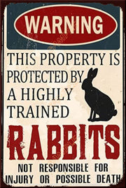 TRAINED RABBITS Retro/ Vintage Tin Metal Sign Man Cave, Wall Home Décor, Shed-Garage, and Bar