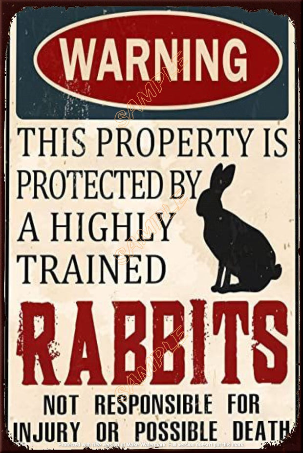 TRAINED RABBITS Retro/ Vintage Tin Metal Sign Man Cave, Wall Home Décor, Shed-Garage, and Bar