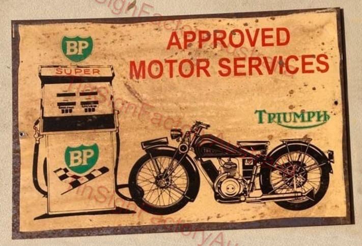 TRIUMPH MOTOR SERVICES 20x30 CM Sign | Screen Printed By AUSTRALIAN COMPANY - Tin Sign Factory Australia
