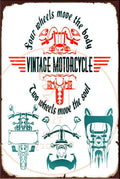 TWO WHEELS MOVE THE SOULS Rustic Look Vintage Shed-Garage and Bar Man Cave Tin Metal Sign
